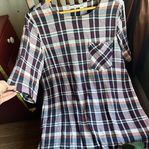 Muslin Plaid Shirt Dress